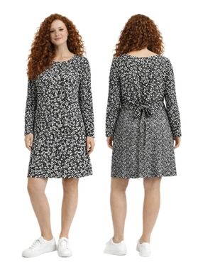J. Jill Wherever Collection Black White Floral Tie Back Dress 1X